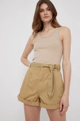 Zdjęcie produktu Pepe Jeans szorty bawełniane KAYLEE SHORT damskie kolor zielony gładkie high waist