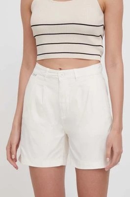 Zdjęcie produktu Pepe Jeans szorty VANIA damskie kolor beżowy gładkie high waist PL801094