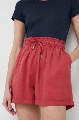 Zdjęcie produktu Pepe Jeans szorty damskie kolor czerwony gładkie high waist