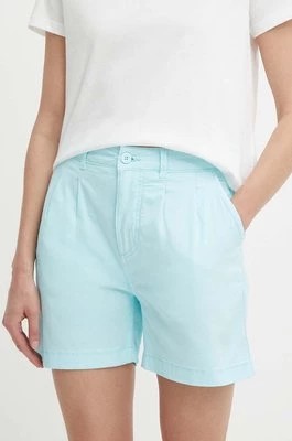 Zdjęcie produktu Pepe Jeans szorty damskie kolor turkusowy gładkie high waist