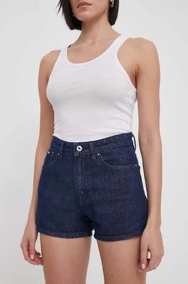 Zdjęcie produktu Pepe Jeans szorty jeansowe A-LINE SHORT HW damskie kolor granatowy gładkie high waist PL801111CT8