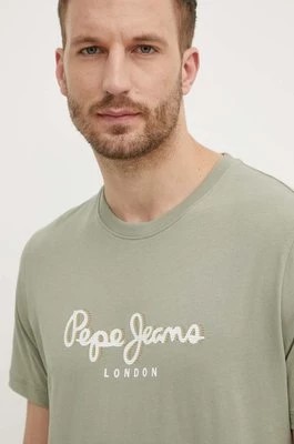 Zdjęcie produktu Pepe Jeans t-shirt bawełniany ABEL męski kolor zielony z nadrukiem PM509428