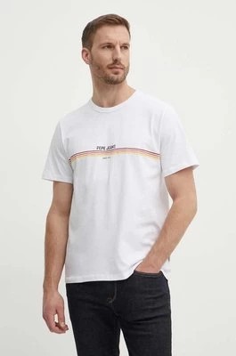 Zdjęcie produktu Pepe Jeans t-shirt bawełniany ADUR męski kolor biały z nadrukiem PM509427