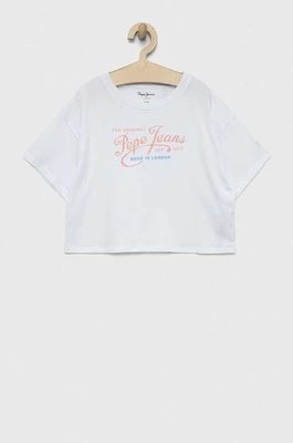 Zdjęcie produktu Pepe Jeans t-shirt bawełniany dziecięcy Non-denim kolor biały