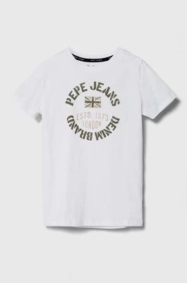 Zdjęcie produktu Pepe Jeans t-shirt bawełniany dziecięcy RONAL kolor biały z nadrukiem