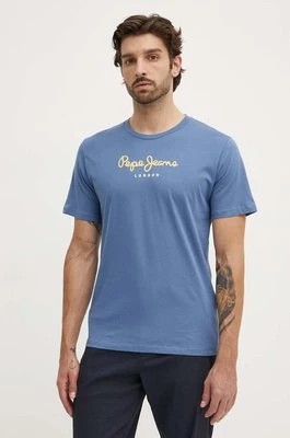 Zdjęcie produktu Pepe Jeans t-shirt bawełniany Eggo męski kolor niebieski z nadrukiem PM508208