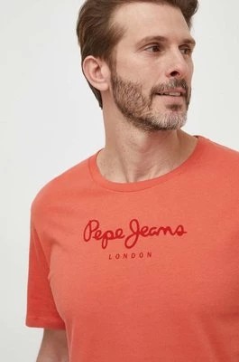 Zdjęcie produktu Pepe Jeans t-shirt bawełniany Eggo męski kolor pomarańczowy z nadrukiem PM508208