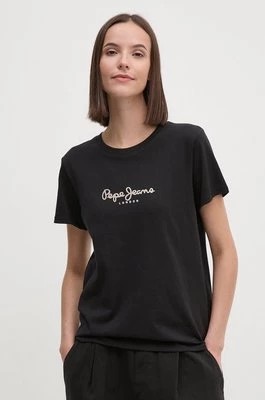 Zdjęcie produktu Pepe Jeans t-shirt bawełniany FIORE damski kolor czarny PL505951