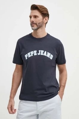 Zdjęcie produktu Pepe Jeans t-shirt bawełniany CLEMENT męski kolor granatowy z nadrukiem PM509220