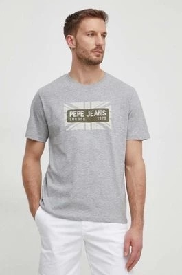 Zdjęcie produktu Pepe Jeans t-shirt bawełniany CREDICK męski kolor szary z nadrukiem PM509232