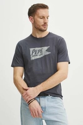 Zdjęcie produktu Pepe Jeans t-shirt bawełniany SINGLE CARDIFF męski kolor szary z nadrukiem PM509401