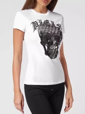 Zdjęcie produktu Philipp Plein Biały t-shirt z kryształową czaszką Sexy Pure Skull