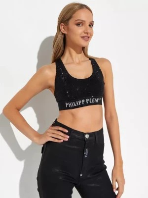 Zdjęcie produktu Philipp Plein Czarny sportowy top z kryształkami