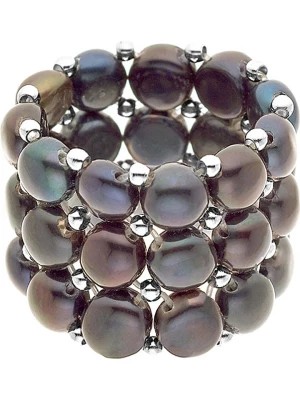Zdjęcie produktu Pearline Pierścionek z perłami w kolorze antracytowym rozmiar: onesize