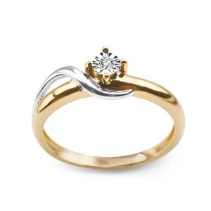 Zdjęcie produktu Pierścionek z dwukolorowego złota z diamentem Biżuteria YES