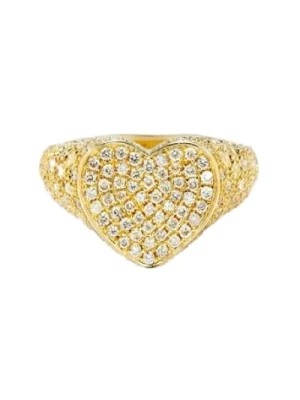 Zdjęcie produktu Pierścionek z motywem serca i falowy pierścień z diamentami w żółtym złocie Yvonne Leon