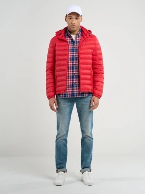 Zdjęcie produktu Pikowana kurtka męska z kapturem czerwona Acarf 603 BIG STAR