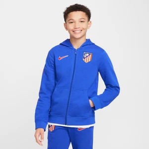 Zdjęcie produktu Piłkarska bluza z kapturem i zamkiem na całej długości dla dużych dzieci (chłopców) Nike Atlético Madryt Club (wersja domowa) - Niebieski