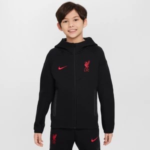 Zdjęcie produktu Piłkarska bluza z kapturem i zamkiem na całej długości dla dużych dzieci (chłopców) Nike Liverpool F.C. Tech Fleece - Czerń