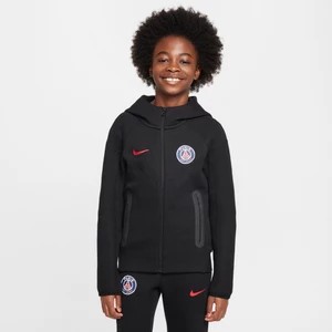 Zdjęcie produktu Piłkarska bluza z kapturem i zamkiem na całej długości dla dużych dzieci (chłopców) Nike Paris Saint-Germain Tech Fleece - Czerń