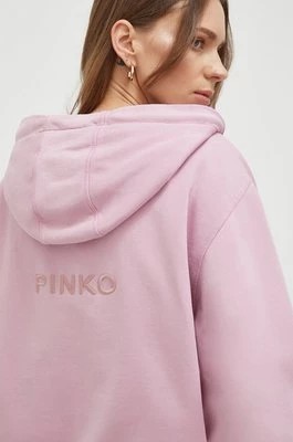 Zdjęcie produktu Pinko bluza bawełniana damska kolor różowy z kapturem z aplikacją 101133.A1N7