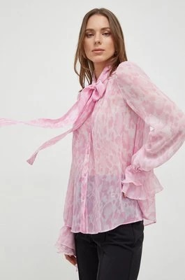 Zdjęcie produktu Pinko koszula damska kolor różowy regular z wiązanym dekoltem 100226.A1LA
