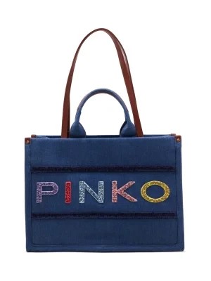 Zdjęcie produktu Pinko Shopperka SHOPPER DENIM RICAMO LOGO