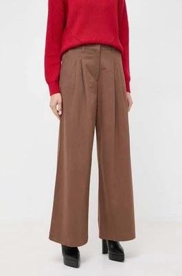 Zdjęcie produktu Pinko spodnie bawełniane kolor brązowy szerokie high waist