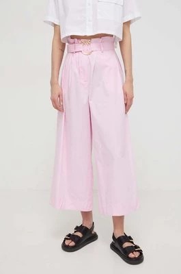 Zdjęcie produktu Pinko spodnie bawełniane kolor różowy fason culottes high waist 103006.A1N3