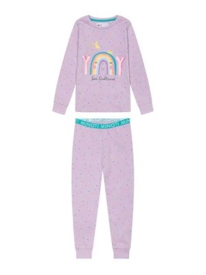 Zdjęcie produktu Piżama niemowlęca z długim rękawem fioletowa w kropeczki Minoti