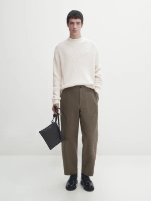 Zdjęcie produktu Płócienne Spodnie Relax Fit - Khaki - - Massimo Dutti - Mężczyzna