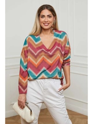Zdjęcie produktu Plus Size Company Bluzka "Emry" w kolorze fioletowo-karmelowo-turkusowym rozmiar: 50