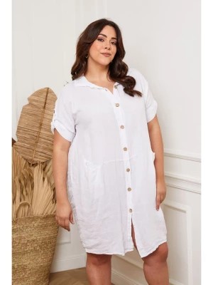 Zdjęcie produktu Plus Size Company Lniana sukienka "Claudine" w kolorze białym rozmiar: 38