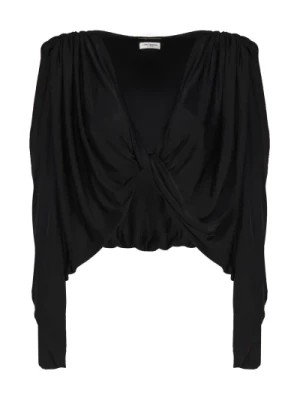 Zdjęcie produktu Podnieś swój strój z czarną bluzką z wiskozy Saint Laurent