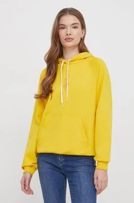 Zdjęcie produktu Polo Ralph Lauren bluza bawełniana damska kolor żółty z kapturem z aplikacjąCHEAPER