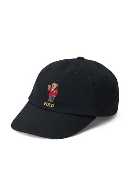Zdjęcie produktu Polo Ralph Lauren czapka z daszkiem bawełniana dziecięca kolor czarny z aplikacją