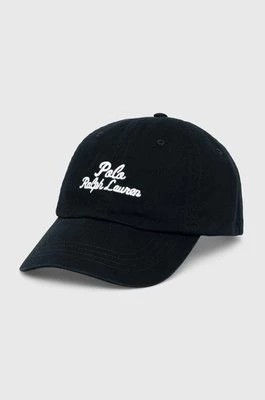 Zdjęcie produktu Polo Ralph Lauren czapka z daszkiem bawełniana kolor czarny z nadrukiemCHEAPER