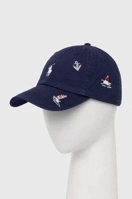 Zdjęcie produktu Polo Ralph Lauren czapka z daszkiem bawełniana kolor granatowy wzorzysta