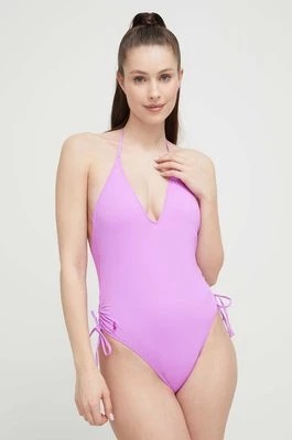 Zdjęcie produktu Polo Ralph Lauren jednoczęściowy strój kąpielowy kolor fioletowy lekko usztywniona miseczka