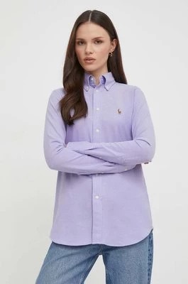 Zdjęcie produktu Polo Ralph Lauren koszula bawełniana damska kolor fioletowy regular z kołnierzykiem klasycznym