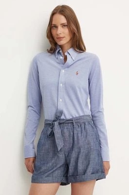 Zdjęcie produktu Polo Ralph Lauren koszula bawełniana damska kolor niebieski regular z kołnierzykiem klasycznym