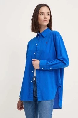 Zdjęcie produktu Polo Ralph Lauren koszula bawełniana damska kolor niebieski relaxed z kołnierzykiem klasycznym