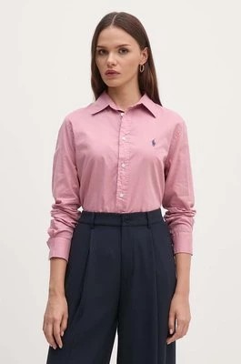 Zdjęcie produktu Polo Ralph Lauren koszula bawełniana damska kolor różowy regular z kołnierzykiem klasycznym 211932522