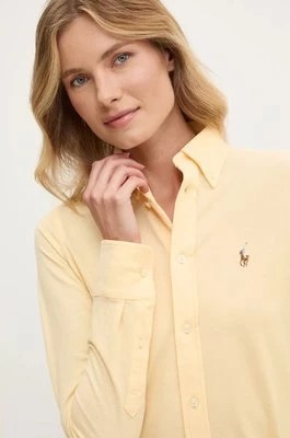 Zdjęcie produktu Polo Ralph Lauren koszula bawełniana damska kolor żółty regular z kołnierzykiem klasycznym 211924258