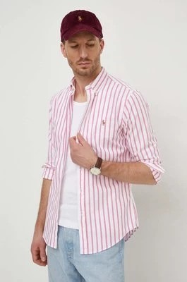 Zdjęcie produktu Polo Ralph Lauren koszula bawełniana męska kolor różowy slim z kołnierzykiem button-down