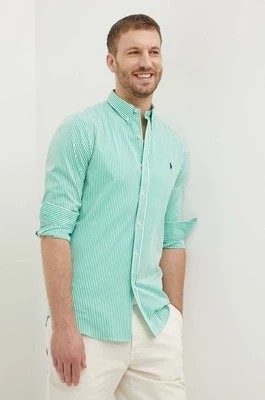 Zdjęcie produktu Polo Ralph Lauren koszula męska kolor zielony slim z kołnierzykiem button-down