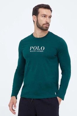 Zdjęcie produktu Polo Ralph Lauren longsleeve piżamowy bawełniany kolor zielony z nadrukiem