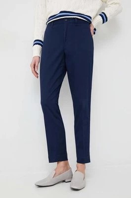 Zdjęcie produktu Polo Ralph Lauren spodnie damskie kolor granatowy proste high waist