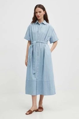 Zdjęcie produktu Polo Ralph Lauren sukienka jeansowa kolor niebieski midi oversize 211935155