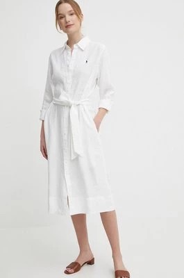 Zdjęcie produktu Polo Ralph Lauren sukienka lniana kolor biały mini prosta 211943992
